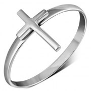 Simple Plain Silver Cross Ring, rp568